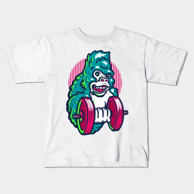 Gorilla Gym Kids T-Shirt by wehkid